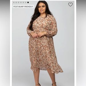 PinkBlush Floral Pleated Skirt Maternity Midi Dress